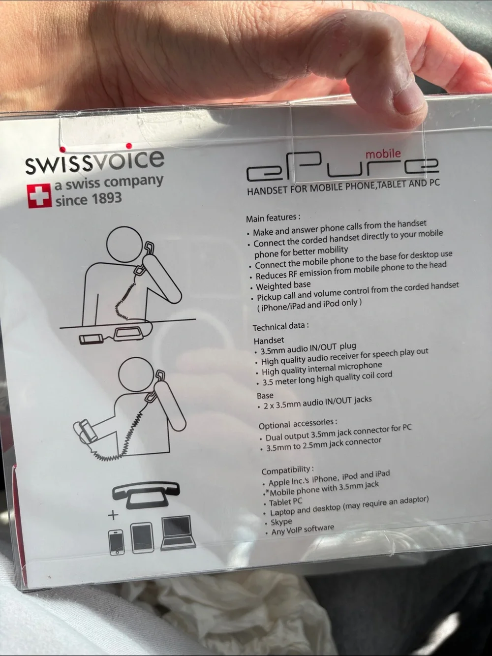 Epure Mobile White Handset for iPhones and Tablets